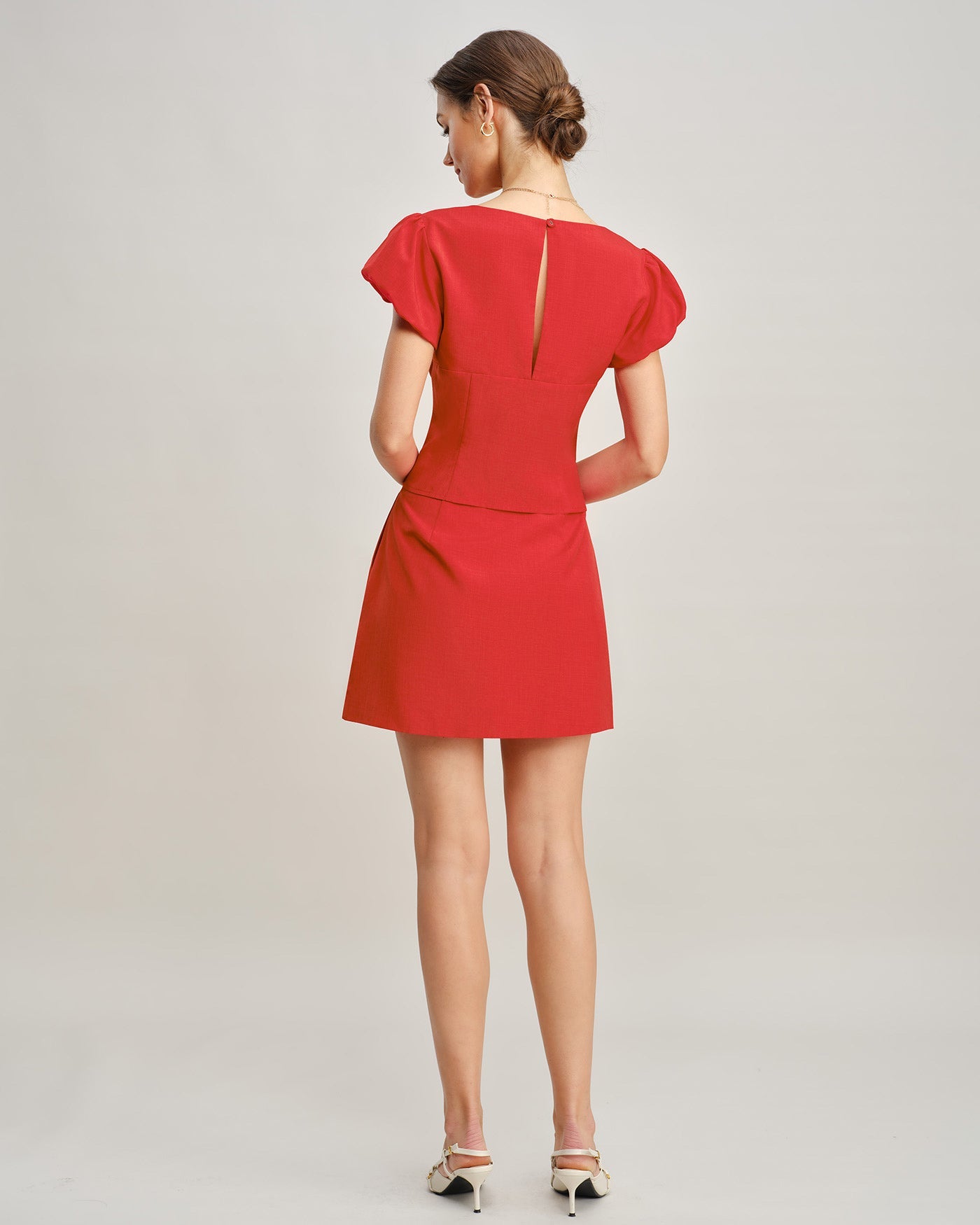 Roter A-Linien-Minirock mit Taschen