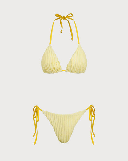 Gelber Triangel-Neckholder-Bikini