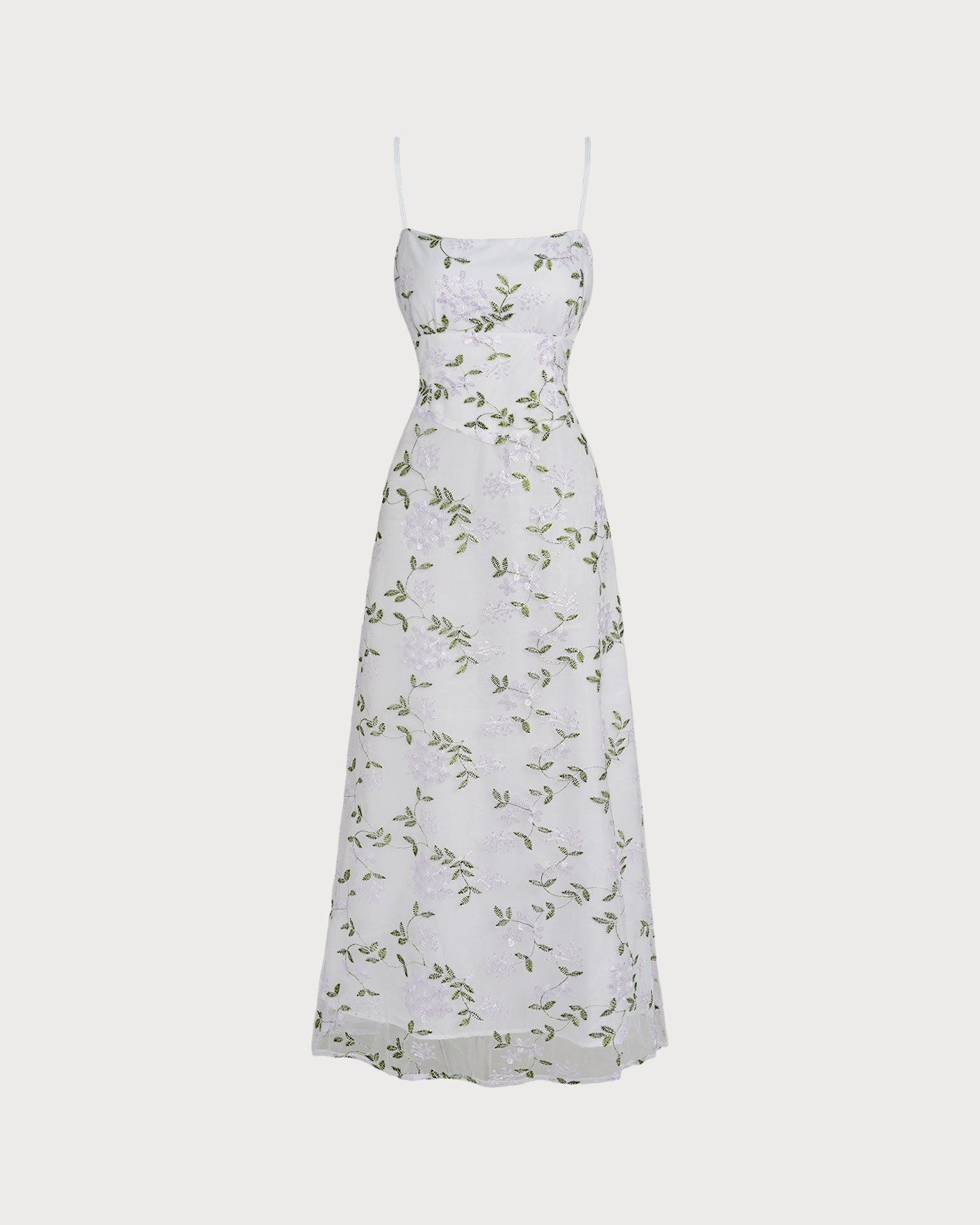 Weißes Slip-Maxikleid mit Blumenmuster