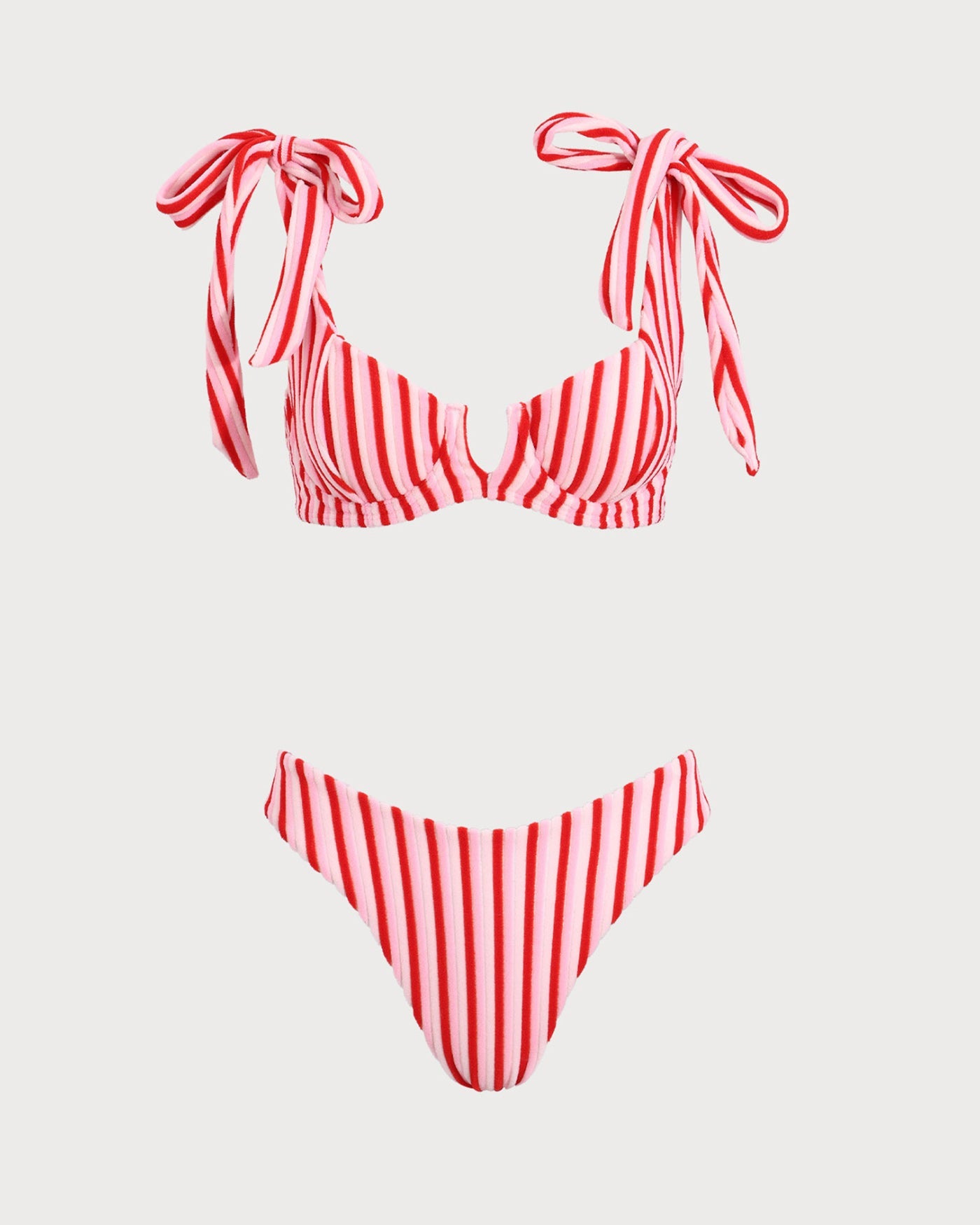 Rosa gestreifter Bikini-Set