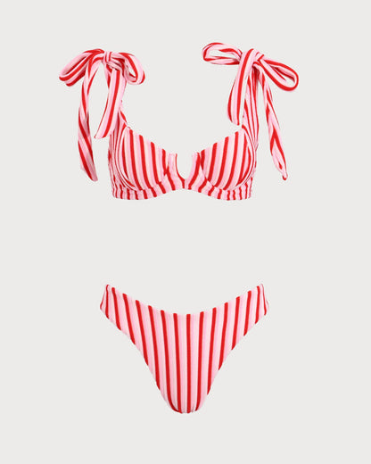 Rosa gestreifter Bikini-Set