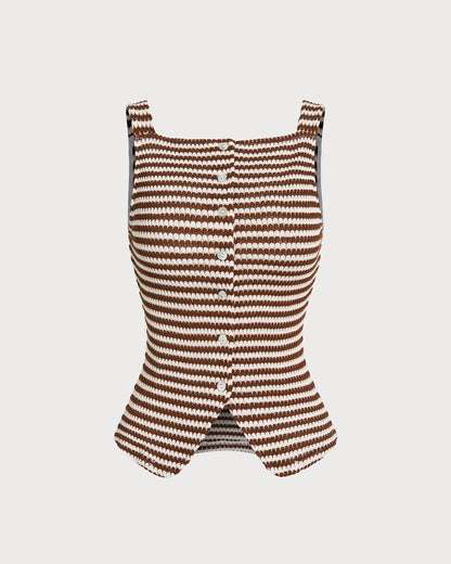 Braunes Tanktop mit eckigem Ausschnitt