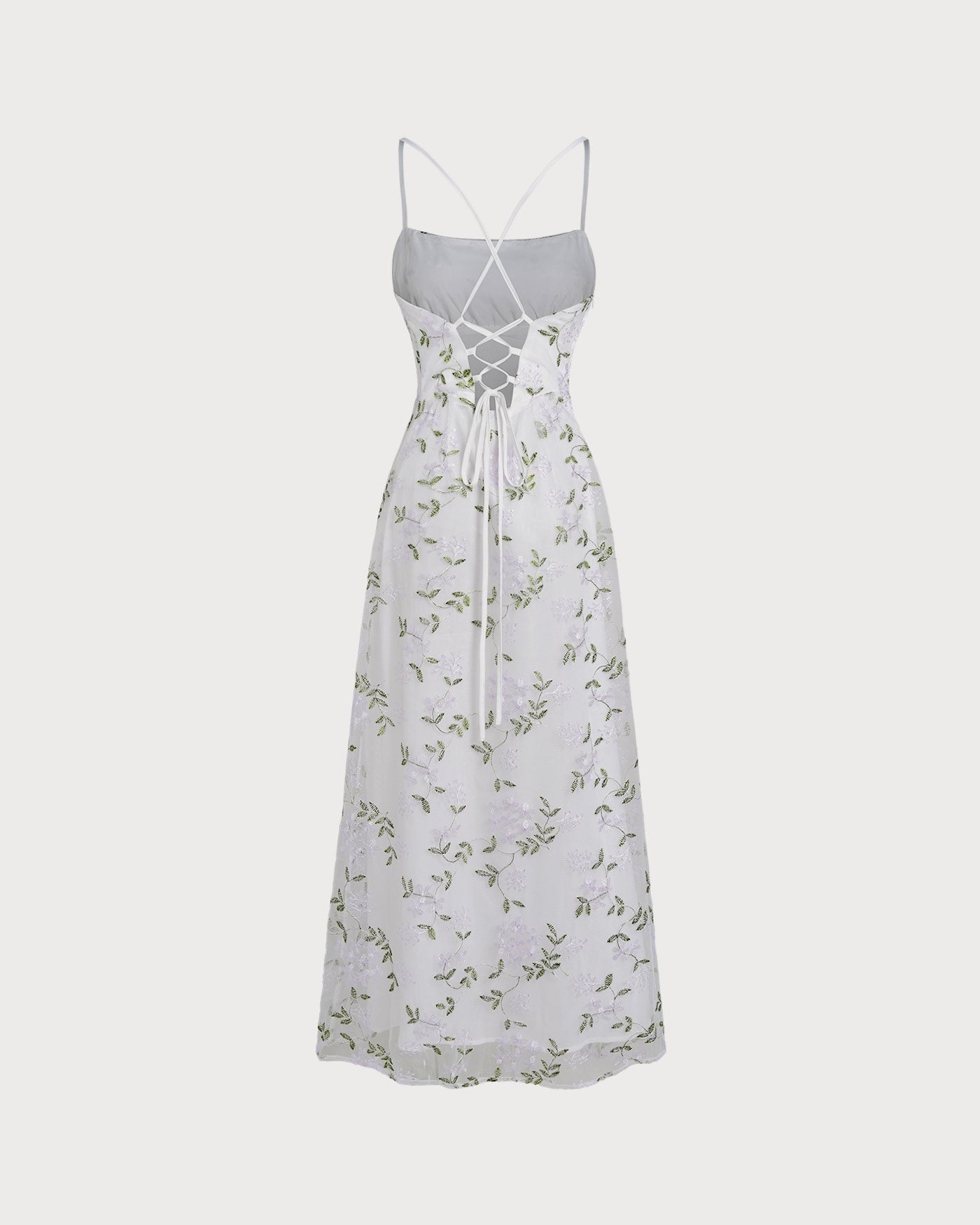Weißes Slip-Maxikleid mit Blumenmuster