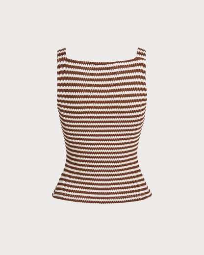 Braunes Tanktop mit eckigem Ausschnitt