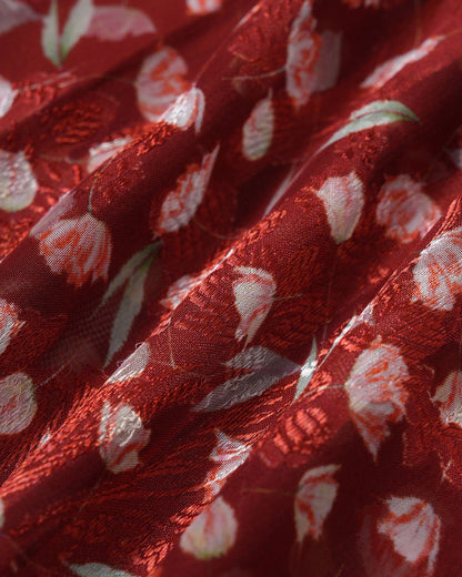 Weinrotes geblümtes Slip-Midikleid