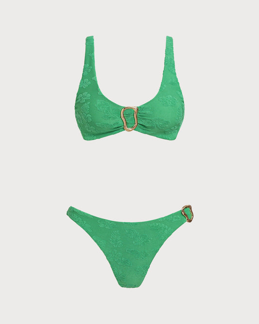 Grünes Bikini-Set mit U-Ausschnitt und Bralette