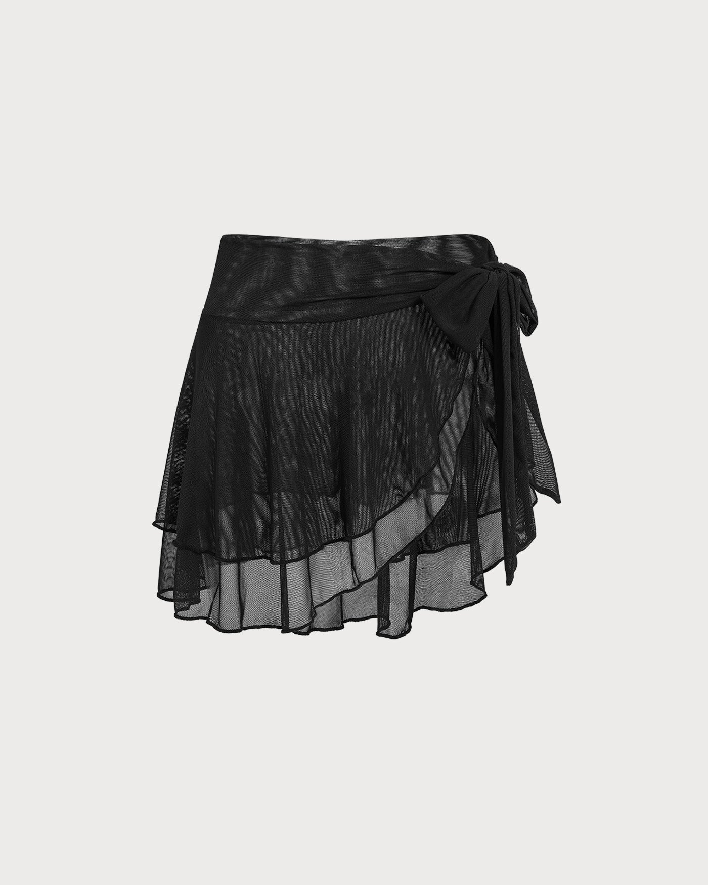 Schwarzes gerüschtes Mesh-Cover-up