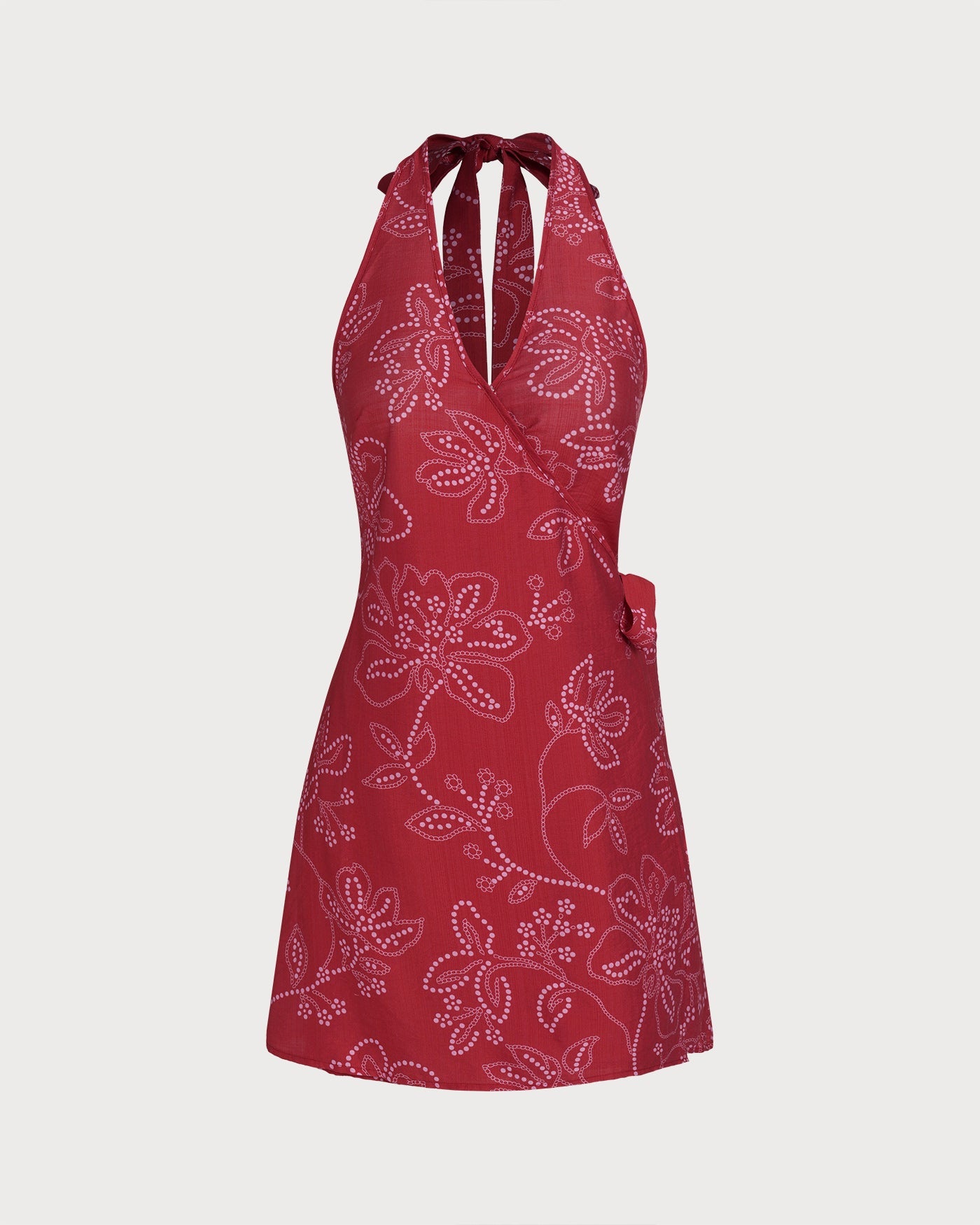Rotes Neckholder-Strandkleid