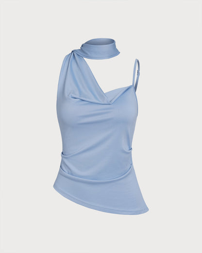 Blaues plissiertes Tanktop