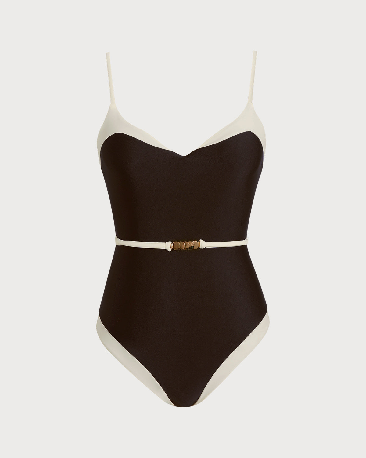 Brauner V-Ausschnitt Bralette Einteiler