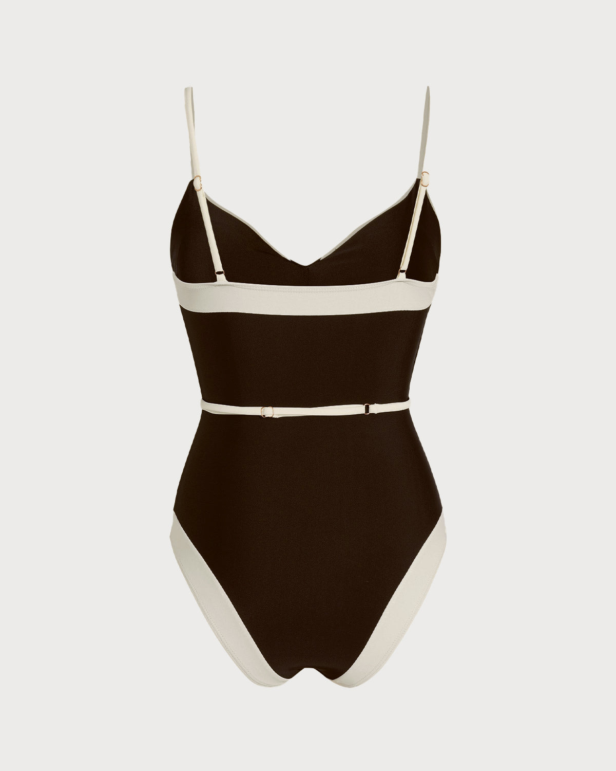 Brauner V-Ausschnitt Bralette Einteiler