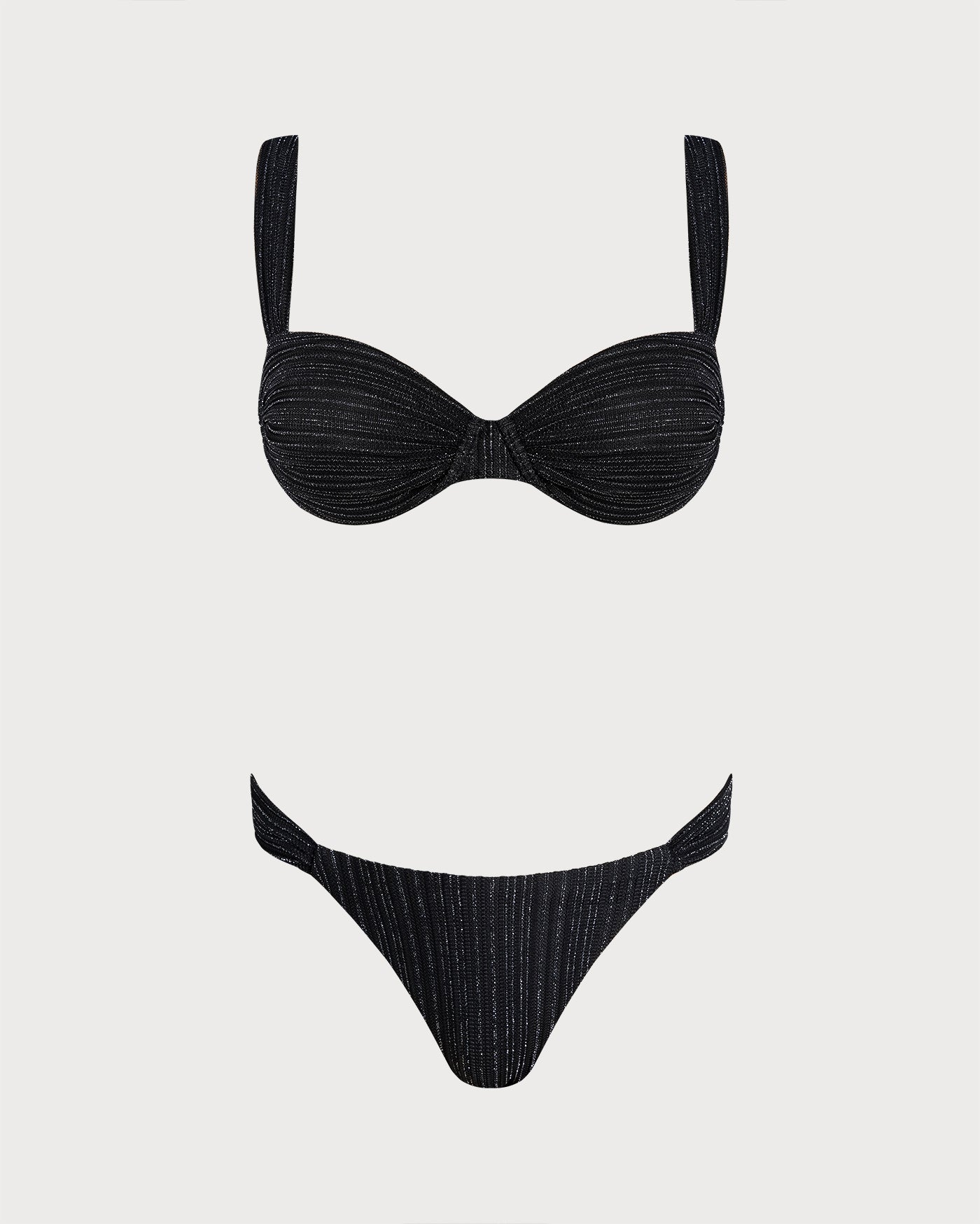 Bikini-Set mit Bügel-Top und schwarzen Pailletten