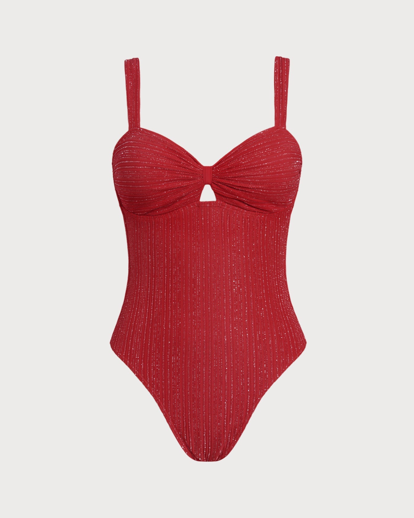 Roter V-Ausschnitt Bralette Einteiler Badeanzug