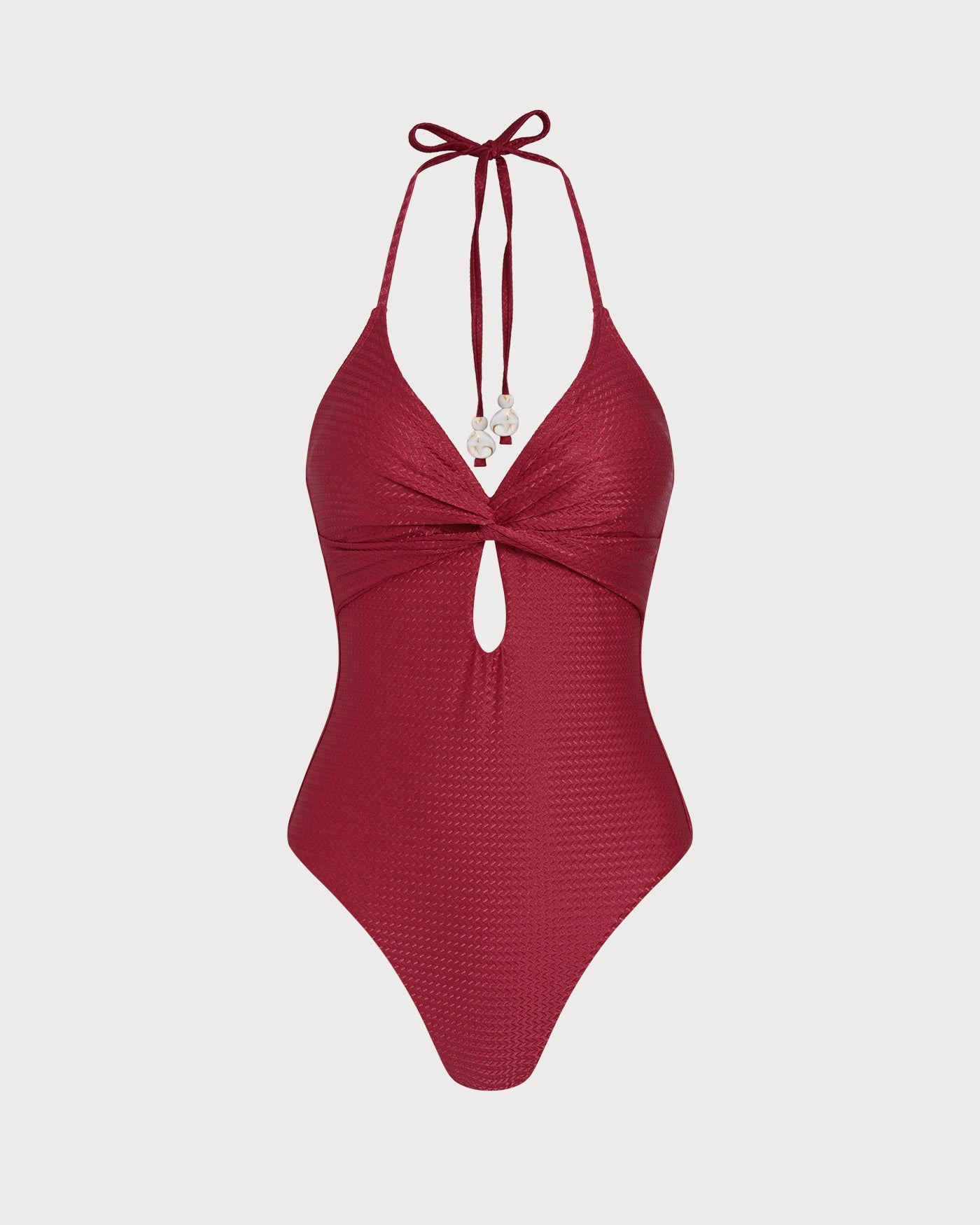 Roter Neckholder-Bralette-Badeanzug