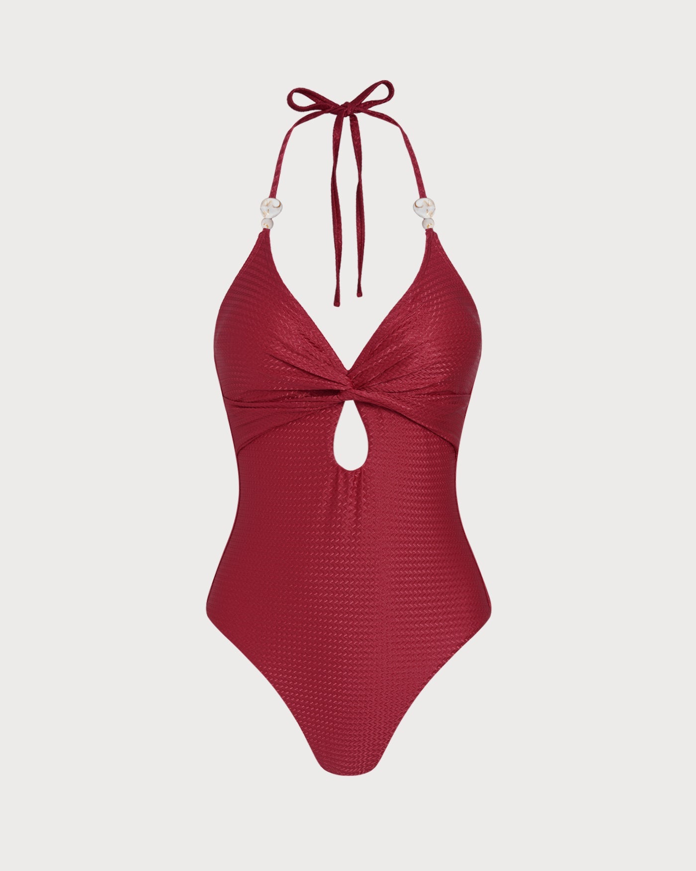 Roter Neckholder-Bralette-Badeanzug