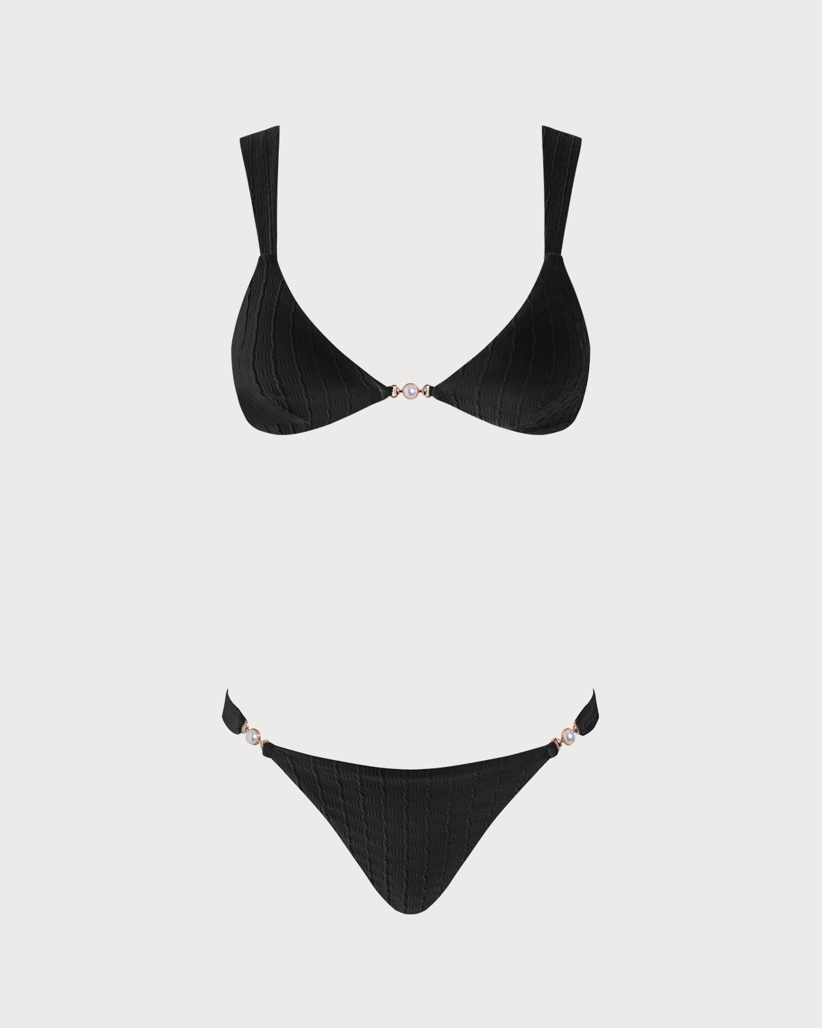 Schwarzes Bralette-Bikini-Set mit V-Ausschnitt