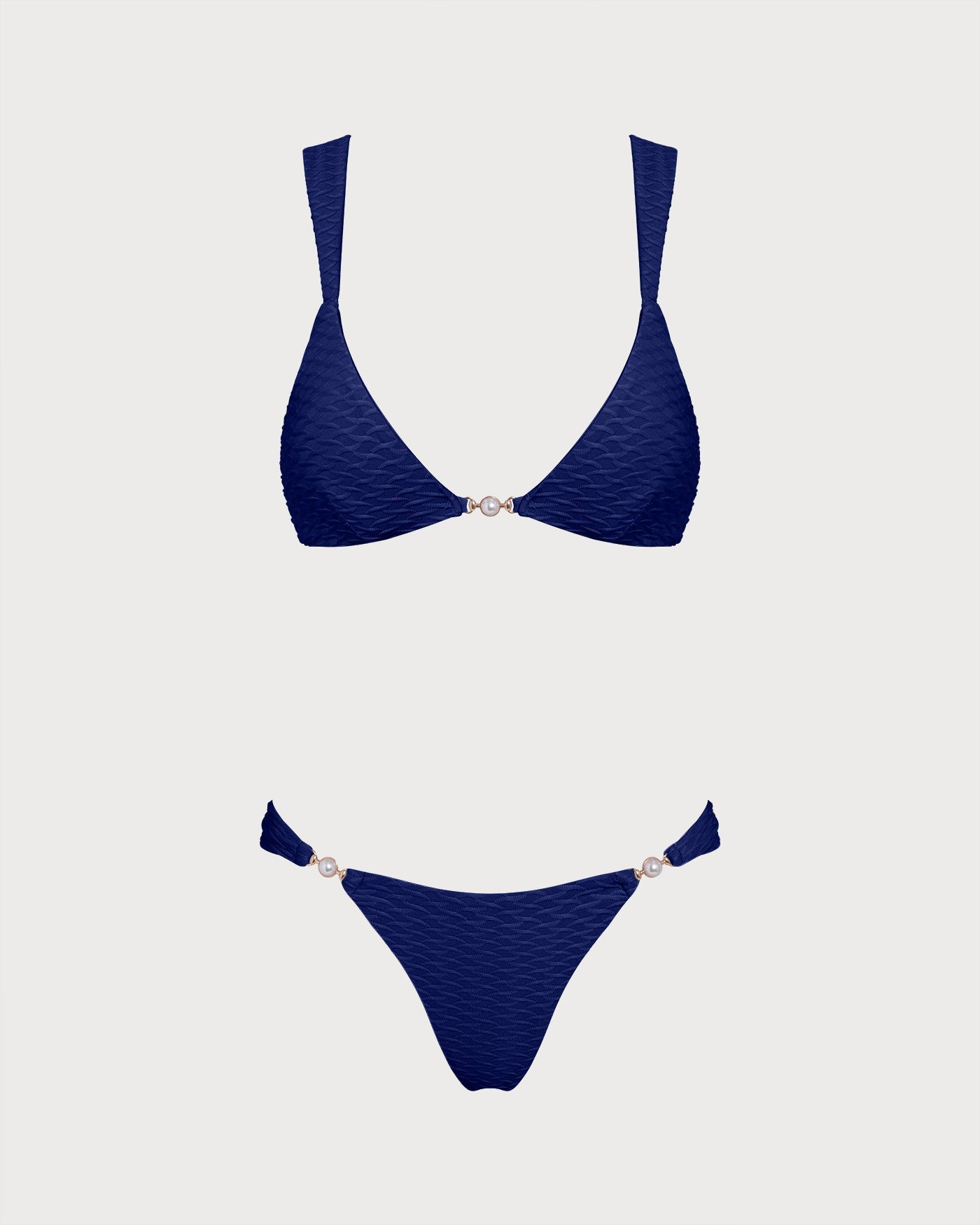 Royal Blue Textured Triangle Bikini Set