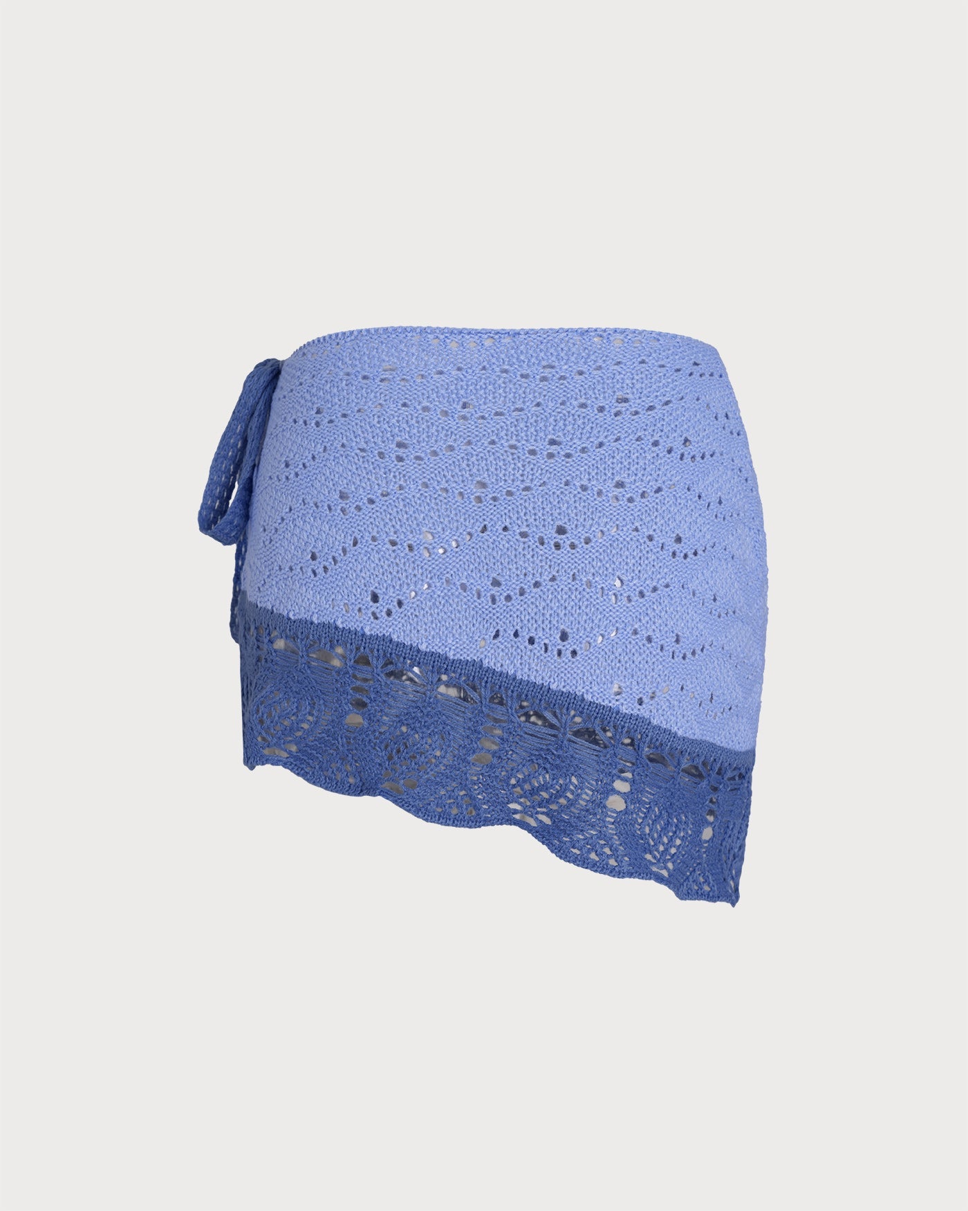 Blauer, strukturierter Kaftan mit Kontrastdetails