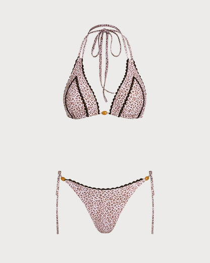 Leopard Print Halter Bikini Set
