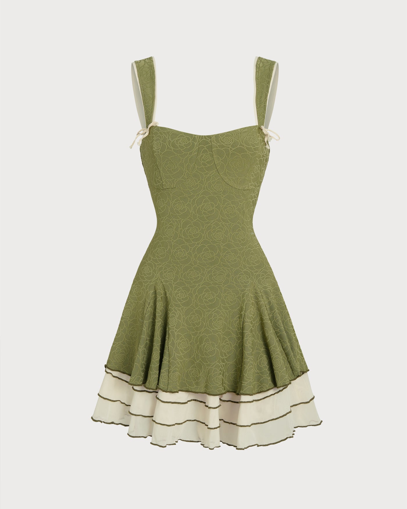 Grünes kontrastierendes Slip-Minikleid
