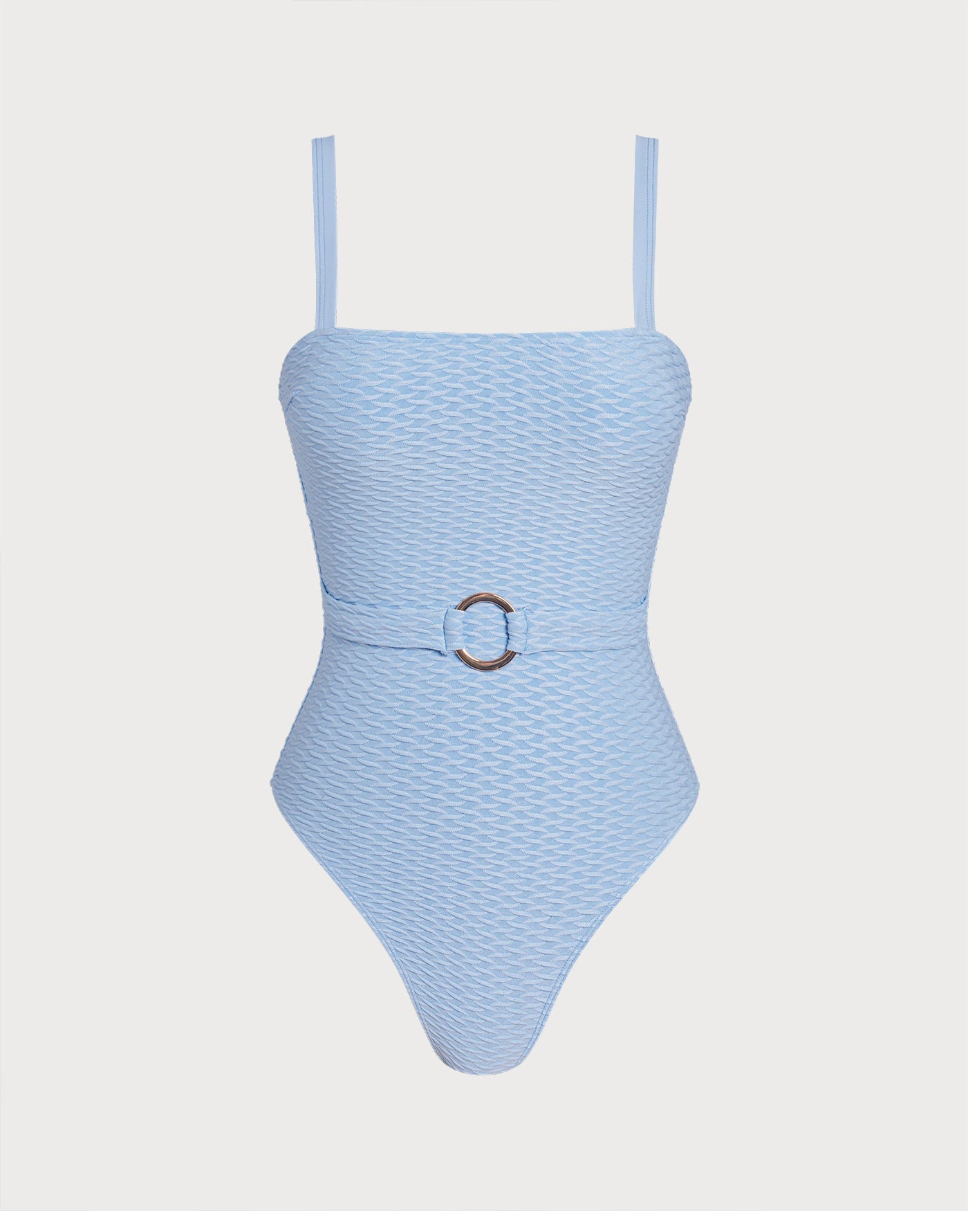 Blauer O-Ring Bandeau-Badeanzug