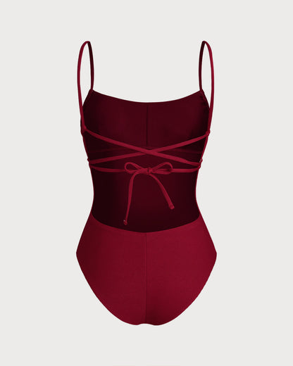 Roter Bralette-X-Kreuz-Badeanzug