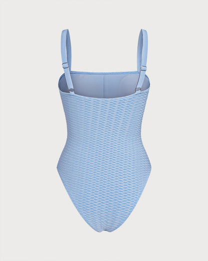Blauer O-Ring Bandeau-Badeanzug