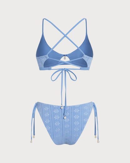 Blumen-Triangel-Bikini-Set mit V-Ausschnitt