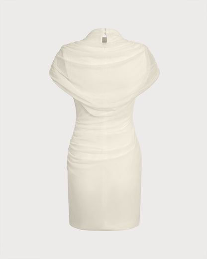 Aprikosenfarbenes, figurbetontes Mini-Kleid mit Schildkröten-Motiv