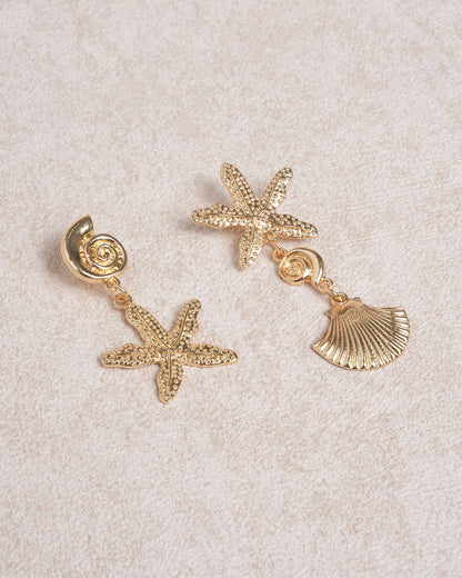 Ohrringe Muschel Seestern Gold