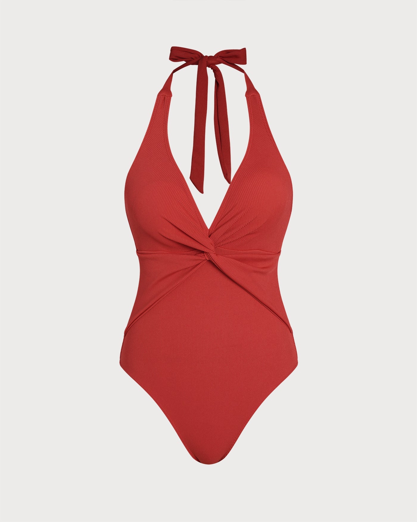 Roter Triangel-Badeanzug mit Neckholder