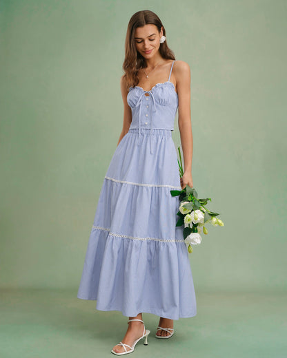 Blaues Camisole-Top mit Herzausschnitt