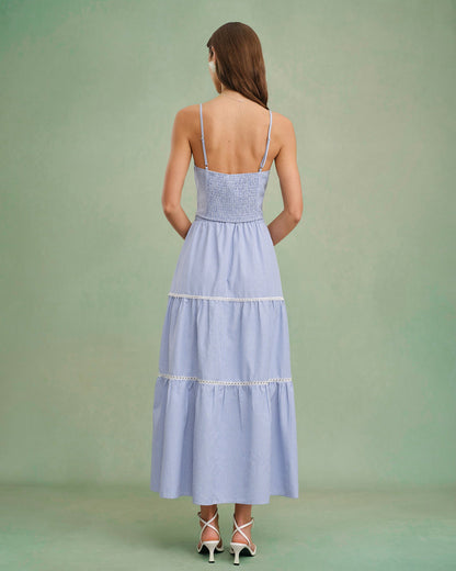 Blaues Camisole-Top mit Herzausschnitt