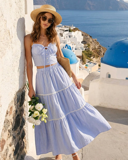 Blaues Camisole-Top mit Herzausschnitt