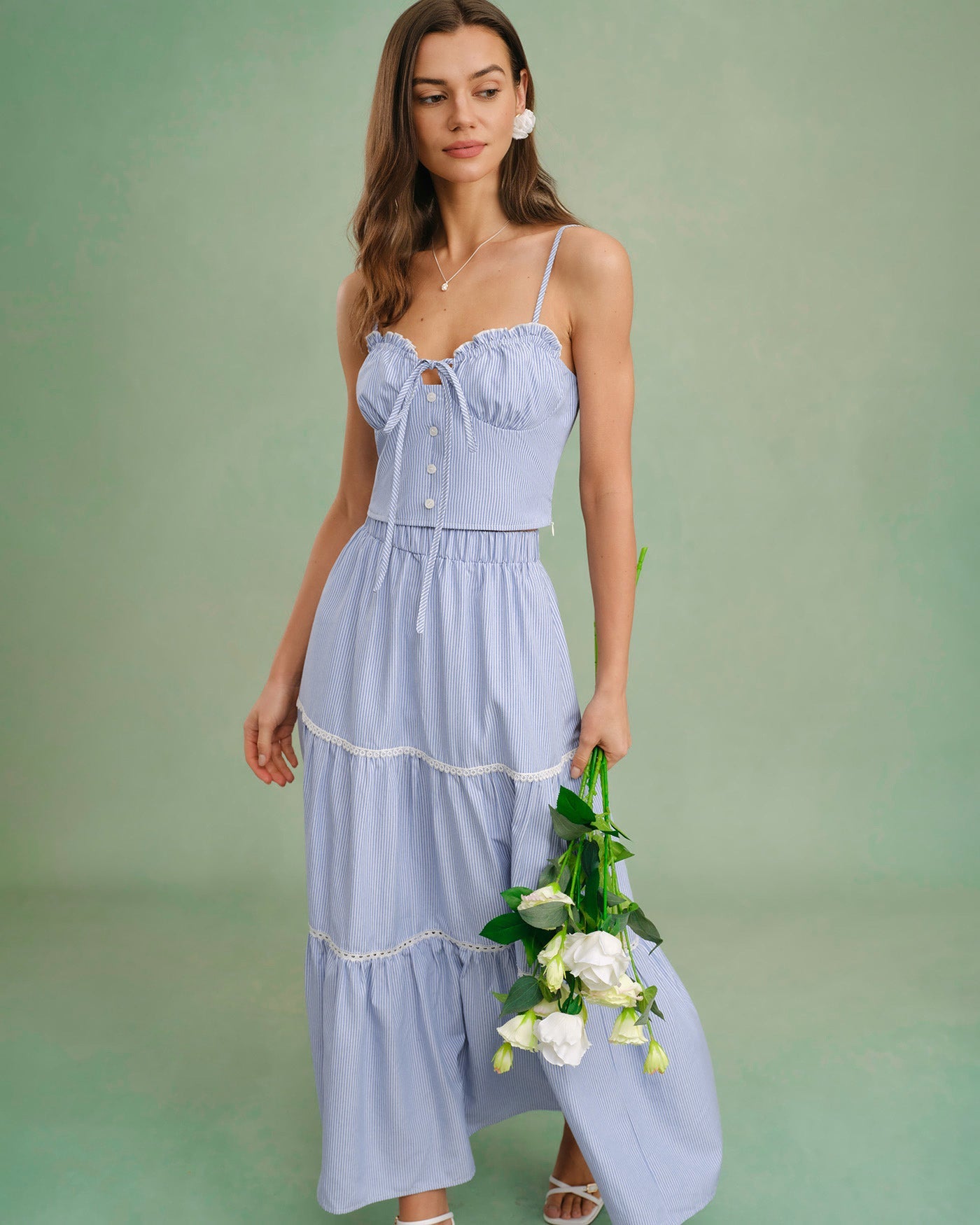 Blaues Camisole-Top mit Herzausschnitt