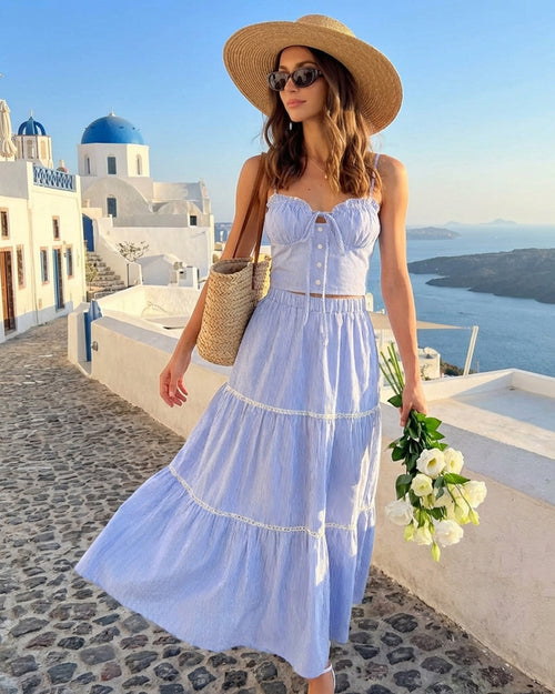 Blaues Camisole-Top mit Herzausschnitt