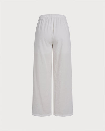 Weiße Hose mit Gummizug an der Taille