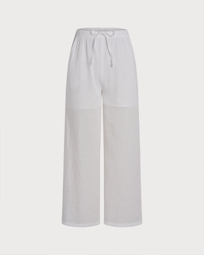 Weiße Hose mit Gummizug an der Taille