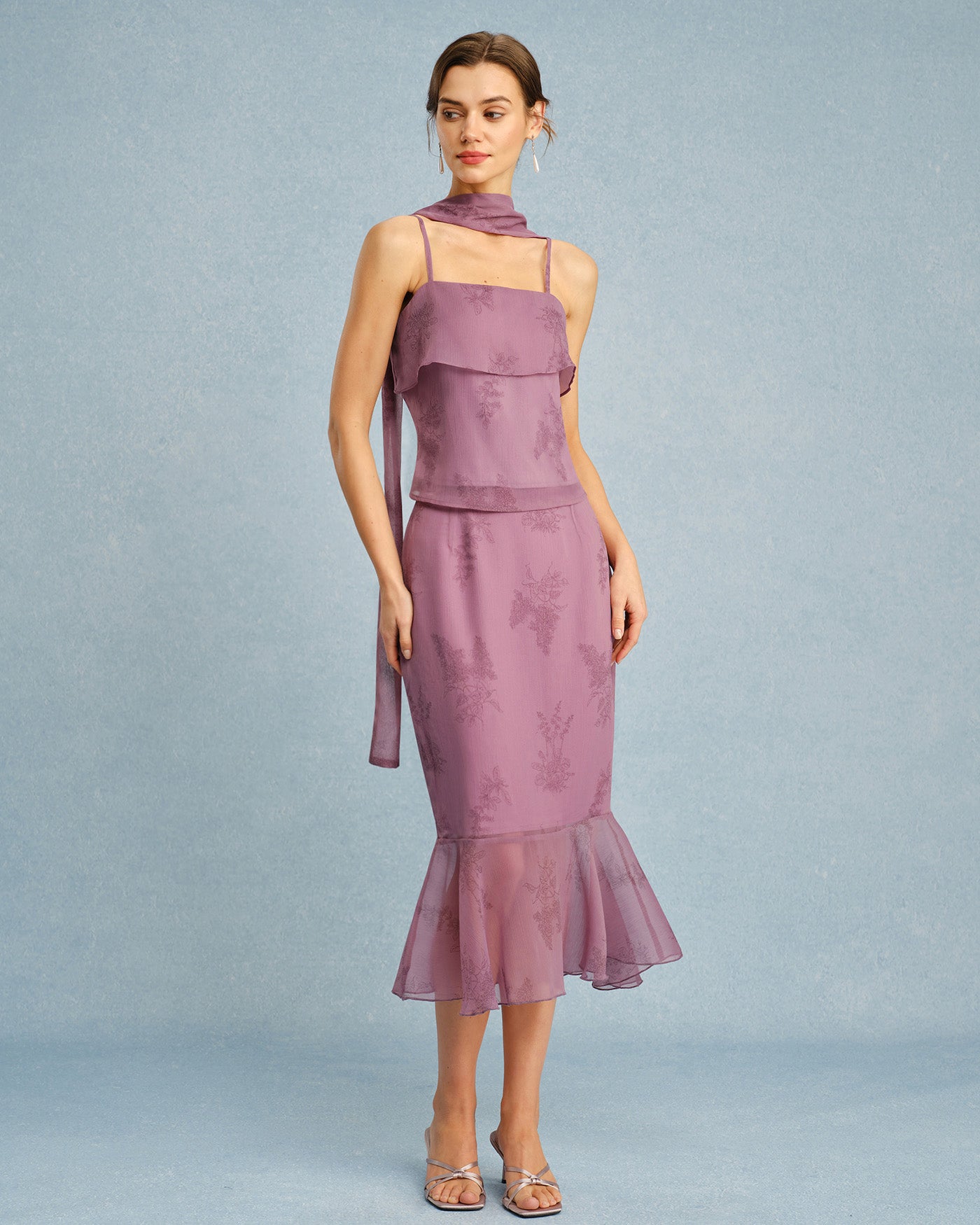 Violettes Neckholder-Top mit eckigem Ausschnitt