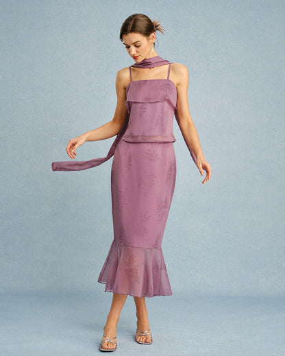 Violettes Neckholder-Top mit eckigem Ausschnitt