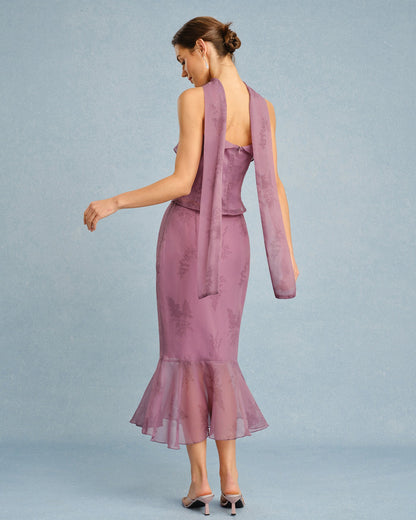 Violettes Neckholder-Top mit eckigem Ausschnitt