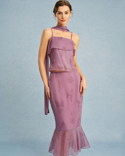Violettes Neckholder-Top mit eckigem Ausschnitt