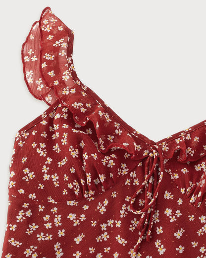 Red Floral Slip Maxi Dress