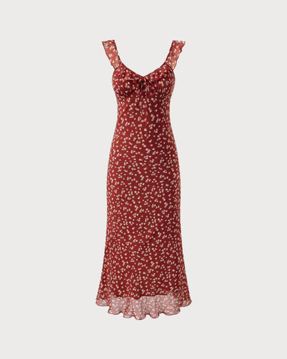 Red Floral Slip Maxi Dress