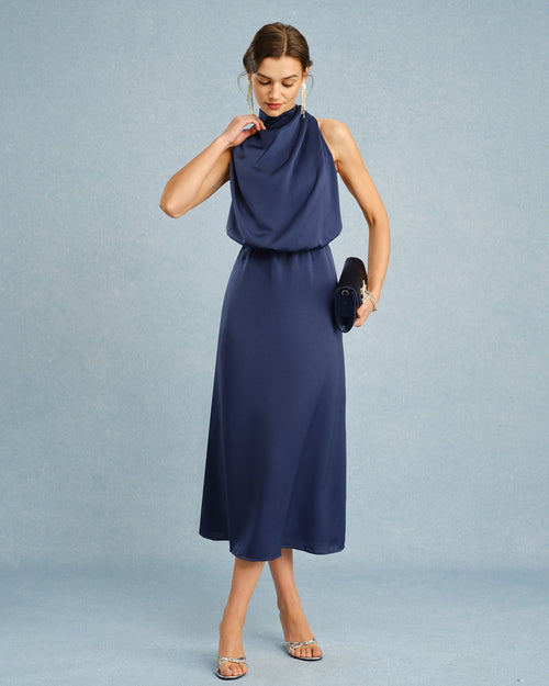 Blaues Midi-Tunika-Kleid „Turtle“