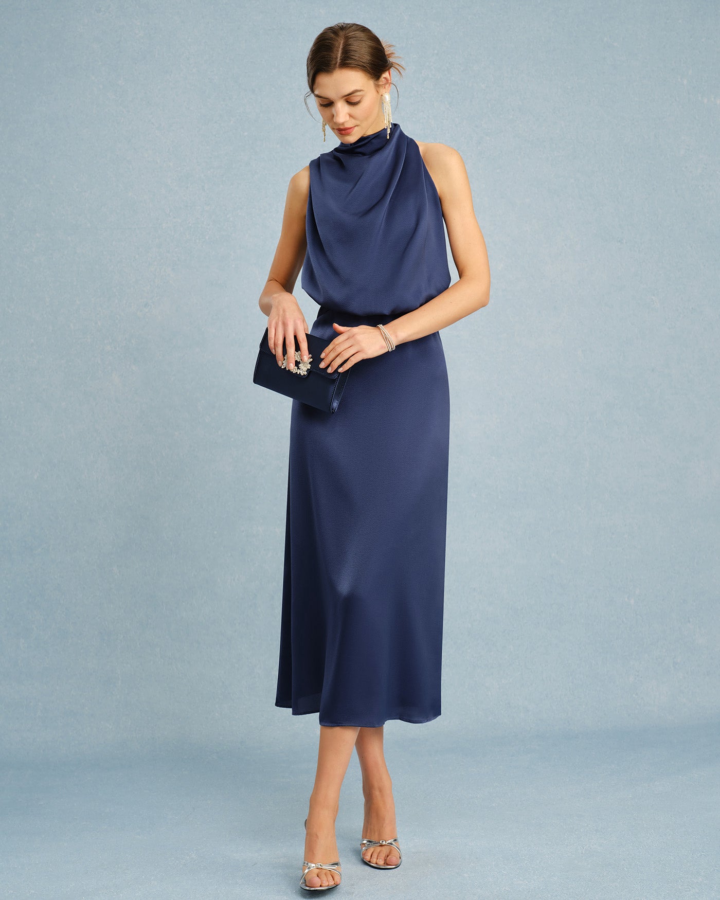 Blaues Midi-Tunika-Kleid „Turtle“
