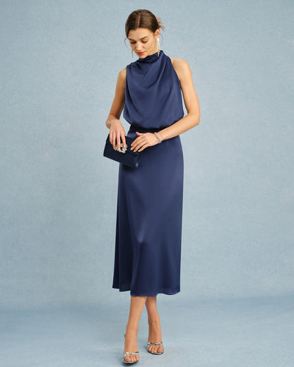 Blaues Midi-Tunika-Kleid „Turtle“