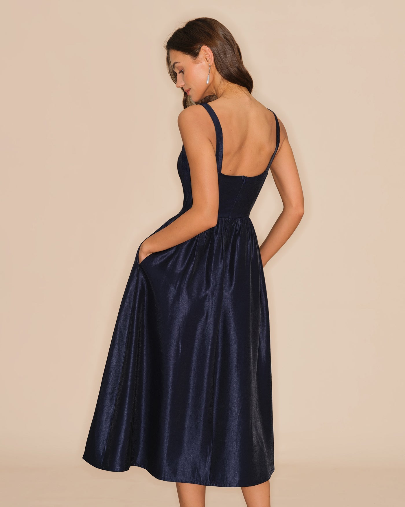 Blaues A-Linien-Midikleid