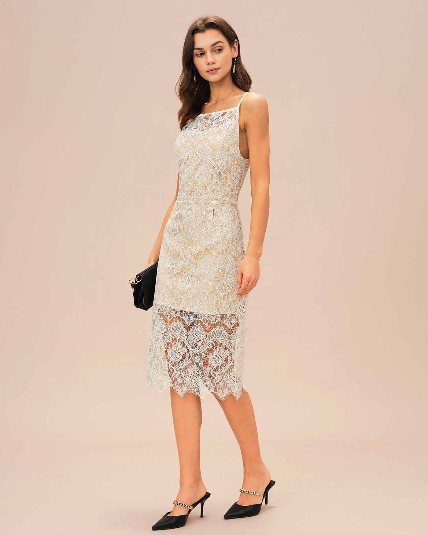 Off-weißes, strukturiertes Midikleid mit Blumenmuster