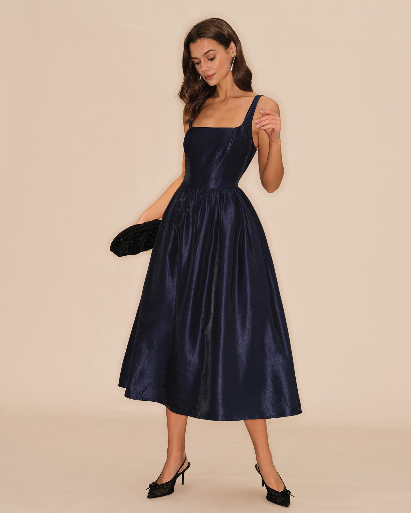 Blaues A-Linien-Midikleid